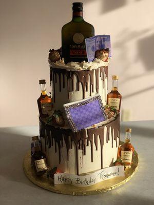 2-tier Remy and Henny Cake.