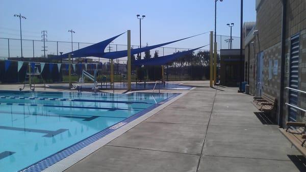 Ymca has two pools. A kiddie play pool area and a 25m size pool