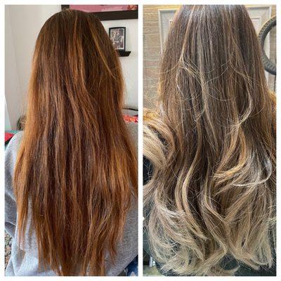 From bleached orange to balayage and color correction!