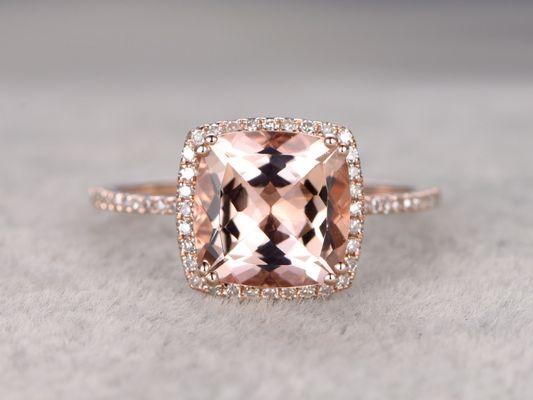 CUshion morganite engagement ring