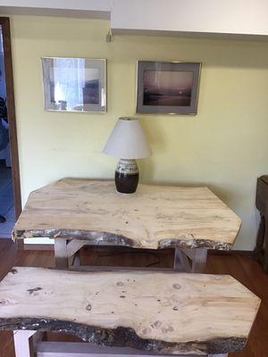 Live edge spruce table with bench