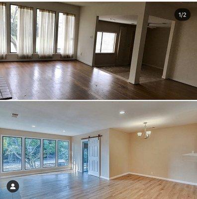 Before and after living room