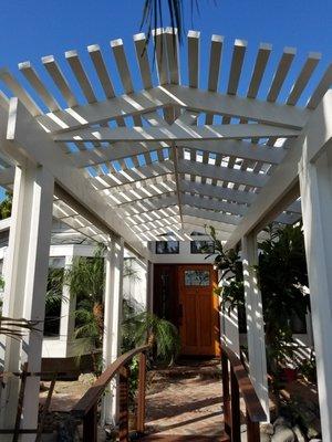 Newly rebuilt entry way pergola