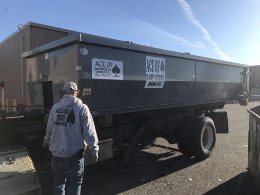 Dropping off a dumpster in Sea Isle City, New Jersey.