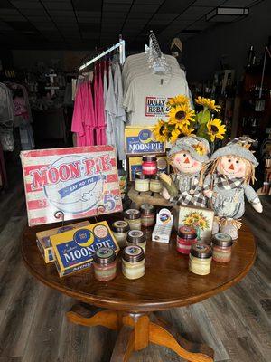 Looking for MoonPies? Look no further we carry the mini MoonPies as well as the candles and my favorite the lip balm.