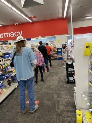 Long line, one cashier. Waited forever on hold when I called to transfer prescriptions.