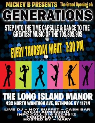 Thursday Night Event $10 cover charge as of February 2013 at the Long Island Manor