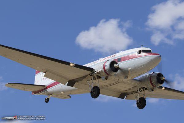 Flabob Express DC3 on final.  Visiting for Borrego Days Desert Festival.