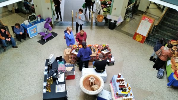 Small section of the Spa City Farmers' Market, indoors at the Lincoln Baths building, during the November - April period.  Every Sunday.