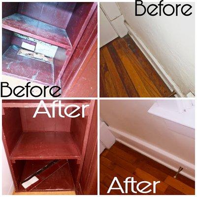 Residential Before and after of cabinets and baseboards