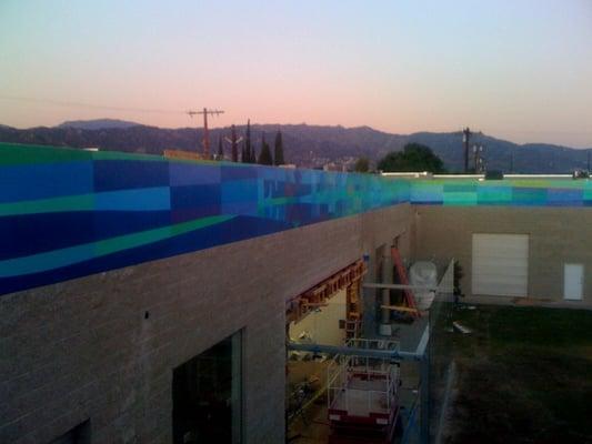 partial view of 500 foot wall graphic with 27 colors