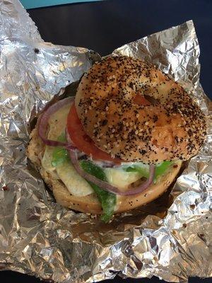 Great steamed bagels.  This is The Western on "Everything" bagel