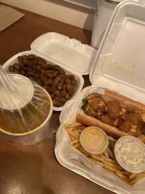 Takeout - seafood gumbo, etouffe, Cajun boiled peanuts, shrimp po boy