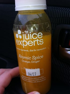 $5 juices Atomic spice orange and ginger