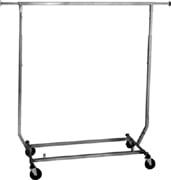 Single Rail Folding "Salesmen's" Rack. 48" rail with two additional 12" pullouts on either end for up to 6' of hanging space.