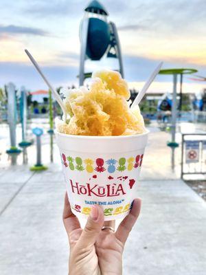 Mango, Passion fruit, blue Hawaiian Hokulia shaved ice, large