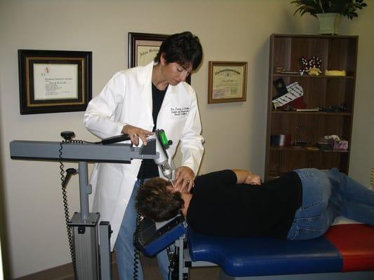 Dr. Stotts using the Atlas Orthogonal Technique