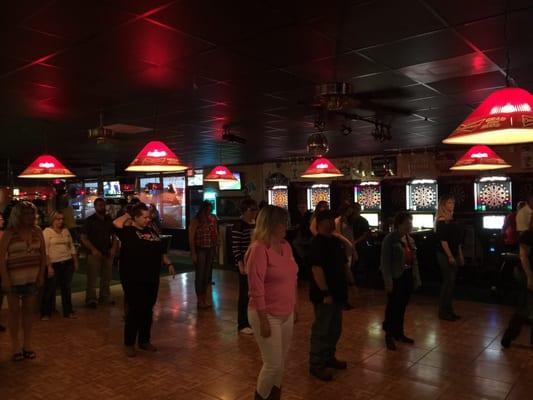 Line dancing is the first Friday of every month from 7-9 with instruction by Wild Roses