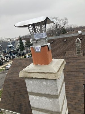 Chimney crown top tile and ss liner install