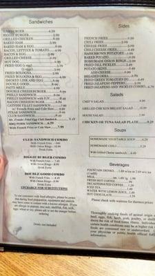 Just a small portion of their menu. Traditional truck stop menu; nice service and clean.