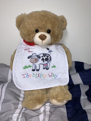 The Milky Way bib is cute for any baby and with the bibs the bear is free