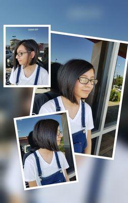 Fresh haircut for back to school for this beautiful young lady.