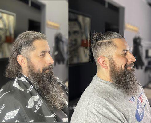 Before & After 
Haircut, Beard Trim and Hot Lather Shave