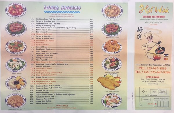 Front of Menu