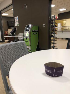 They have a little cafeteria. ATM machine. Coffee bean.