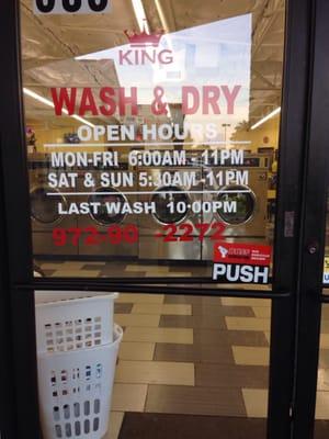 Hours on door - last wash at 10 pm.