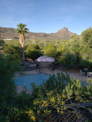 View from the top balcony, overlooking Sombrero Peak.