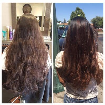 Ashley's before and after work on my balayage!  Love it!