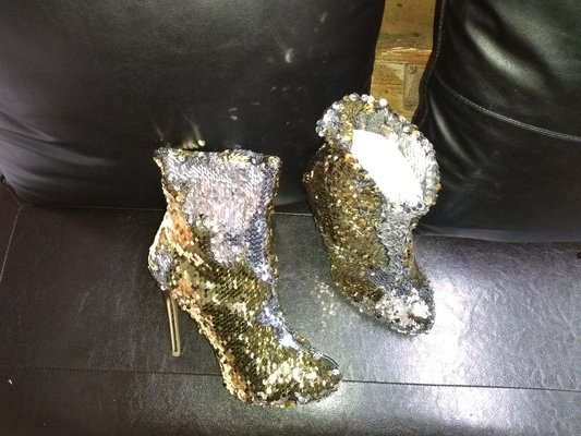 Gold sequin bootie