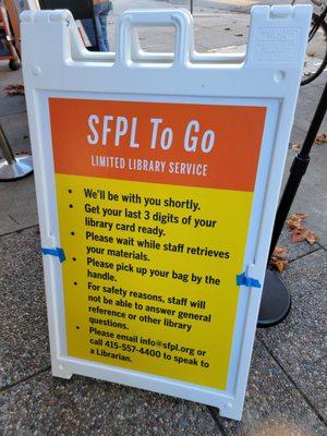 Mission temp open for SFPL to go. Pick up holds till the end of the year. Watch for new temporary location during renovation in Jan!