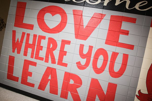 Beautiful Love Where You Learn mural at Mayo Elementary