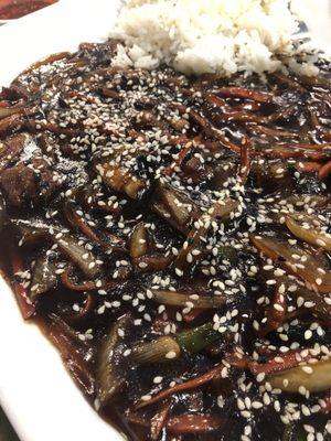 Beef bulgogi? Oversauced. More like Mongolian beef take out.