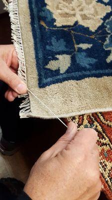 Our master weaver does all of our rug repairs by hand. Restoring rugs is our specialty. Free repair estimates upon request.