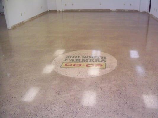 polished concrete with logo