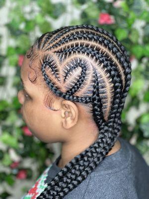 6 braids w/ heart