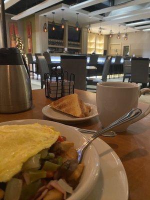 American Skillet, White Toast, & Coffee