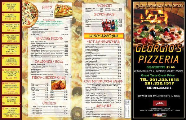 Georgios pizzeria New menu