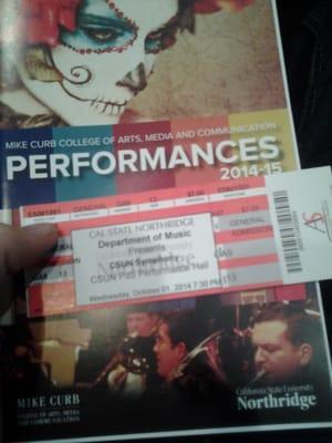 Program and ticket for CSUN Orchestra