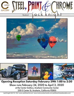 Jack Knight will be have a show at the Center Gallery in Anaheim, from Saturday February 24th until April 3. There will be an opening recept