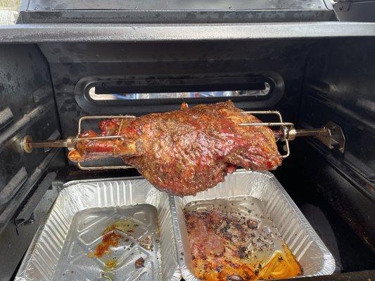 Spit roasted American leg of lamb picked up for Easter dinner. The quality this stops products is amazing.