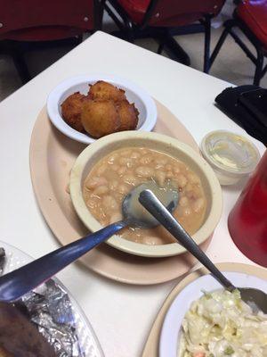 Beans and very tasty hush puppies