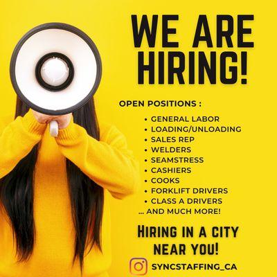 We are hiring in a city near you! Follow us Instagram to stay up to date with all new job openings