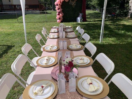 Table setup and florals