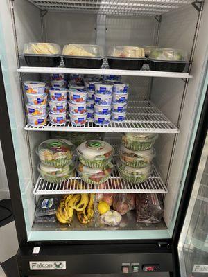 Salads, drinks and snacks