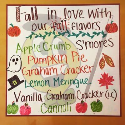 Their menu board from the fall!