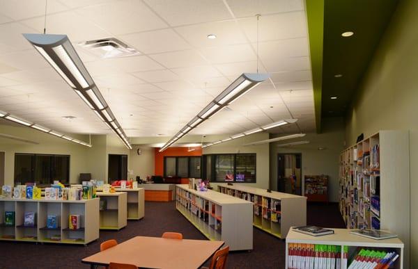 Interior of new Spencer Elementary Media Center.